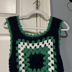 Handmade Crochet Tank Green/Blue/White Top Hand Wash Only Size Medium Women’s M