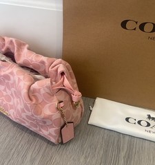 COACH Faye Shoulder Bag Signature Denim Light Pink CER68 IMNH1 Auth New