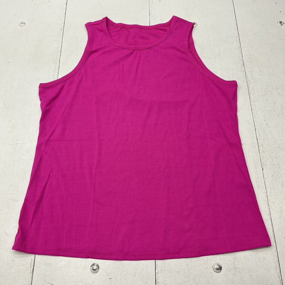 Pink Ribbed Knit Basic U-Neck Tank Top Women’s Size 5X-Large NEW