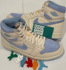 NIKE AIR JORDAN 1 RETRO HIGH OG PALE IVORY PSYCHIC BLUE LACE / HAIR CLIPS 9.5 8