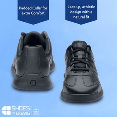 Shoes for Crews Men’s Black Lace-up Slip Water Resistant Casual Work Shoes: 8-13