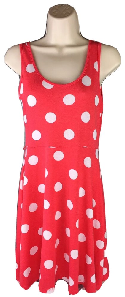 Volume One Juniors Sleeveless Red A Line Dress With White Polka Dots Size Small