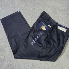 Daniel Cremieux Mens 36×30 Paris Pant Navy Blue Pleated Cotton Chino Trousers