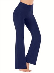 Women’s Flared Pants with Pockets, Flared Leg Yoga Pants High Waist Fitness