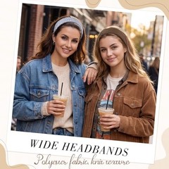 5Pack Wide Headbands for Women, 1.57 inch Trendy Head Bands for Brown series