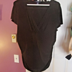 Chaps Split Sleeve Ruched V Neck Blouse XL