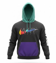 Nike Air Hoodie Men’s Medium Black Colorblock Pullover Sweatshirt Fleece M