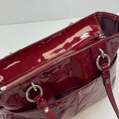 Coach Signature Garnet East West Embossed Patent Leather Carry all # F1772 set