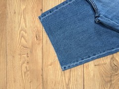 M&S Medium Washed Indigo Stretch Denim Wide Leg High Rise Cropped Crop JEANS 16