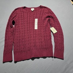 new St. John’s Bay Cable Knit Sweater Mens XL Chianti Burgundy Crewneck