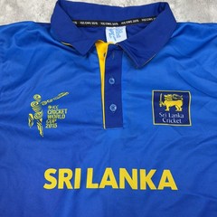 Mens Sri Lanka Cricket Team 2015 ICC World Cup Jersey Polo Shirt Blue Sz L