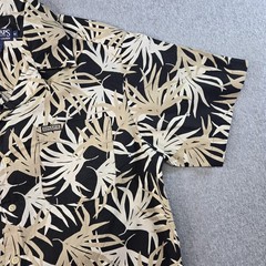 Chaps Ralph Lauren Shirt Mens M Black Short Sleeve Button Up Floral Cotton