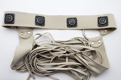 New Women Ethnic Fashion Wrap Around Tie Belt Beige Faux Suede Leather Band M L