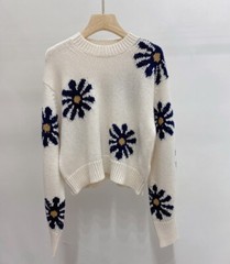 Sandro daisy flower loose lazy soft waxy style knitting cardigan size S,M,L