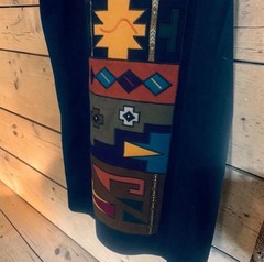 Vintage Wool Western Aztec Blue Coat Wearable Art Jacket Duster Patchwork Small