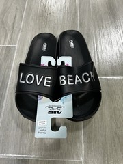 AIR BALANCE Women’s Black Slide Sandals Synthetic Upper Slip-On Logo US 10