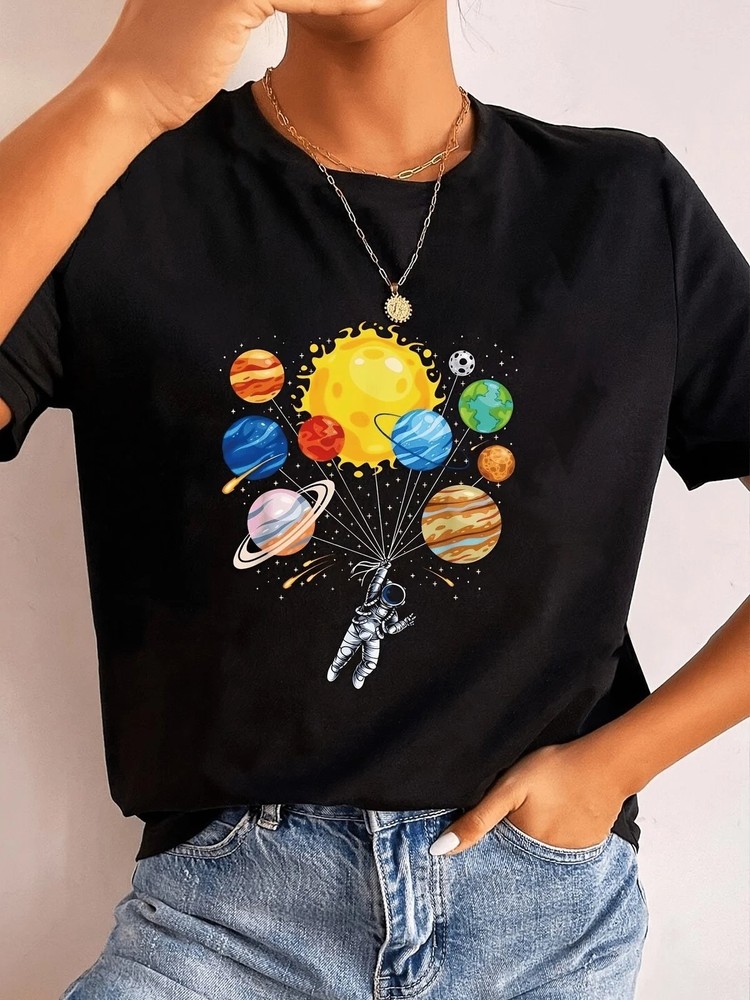 Funny Astronaut Space Planet Solar System Science Graphic Tee