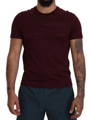 DOLCE & GABBANA T-Shirt Maroon Printed Short Sleeves Men Top IT42/US32/XXS $750