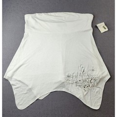 Baby Phat Women XL White Strapless Tube Top Y2K Rhinestone Sharkbite Hem NWT