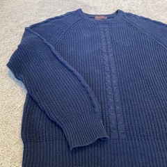 Jeffrey Banks Crew Neck Sweater Men’s XL Ribbed Knit Linen Cotton Beach Preppy