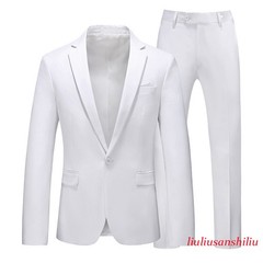 Men’s One Button Formal Suits 2pcs Blazer Jacket Pants Slim Party Grooms Wedding