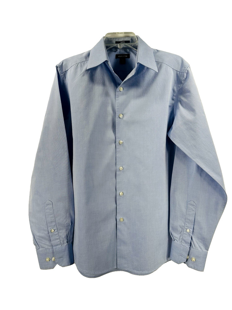 Claiborne Light Blue Dress Shirt Slim Fit 100% Cotton Classic Size 15 34/35 Men