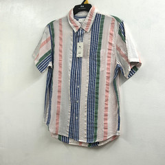 Free Assembly Shirt Size L Striped Print Button Down Short Sleeve NWT