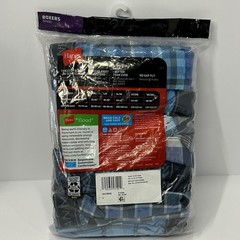 Hanes Mens 6 Pack Tagless Boxers Blue Grey Plaid Small 28-30