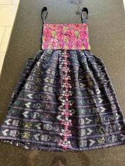 Bohemian, embroidered -purple pink floral Embroidered Cotton Sundress, Strappy