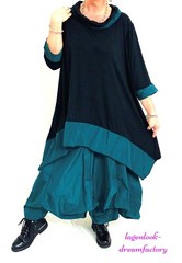 MYO Lagenlook Dream Clouds Tie Balloon Skirt Taffeta & Jersey Emerald 42 44 46 48