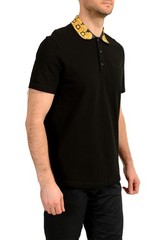 Versace Men’s Black Barocco Print Short Sleeve Polo Shirt US 5XL IT 62