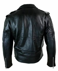 Men’s Motorcycle Leather jacket Genuine Buffalo Skin Brando Style BlackBiker New