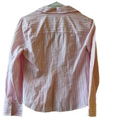 Ann Taylor LOFT Women’s Striped Collared Button-Up Long Sleeve Pink/White 6