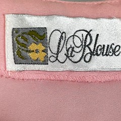 La Blouse Pink Sheer Button Up Blouse with Floral Embroidery