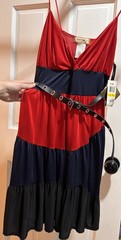 Baby Phat Colorblock V-Neck Spaghetti Strap Fit & Flare Dress M