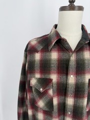 VTG Pendleton Western Wear Pearl Snap Wool Plaid Flannel Shirt Sz XL Cowboy