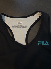 Fila Black Racerback Tank with Teal & Yellow Geometric Lines size extra small