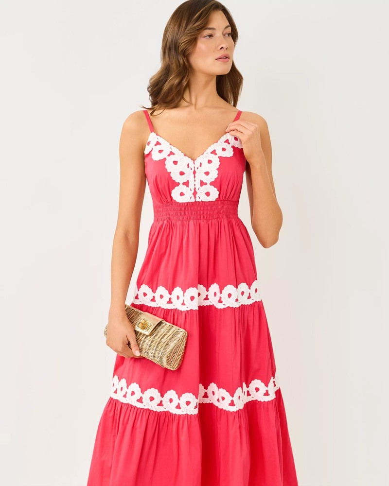 Lilly Pulitzer Zanna Cotton Midi Dress 02 Colors, All Size