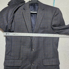 Jos A Bank Reserve Chelsea Blazer 38L Blue Brown Plaid Wool Cashmere Sport Coat