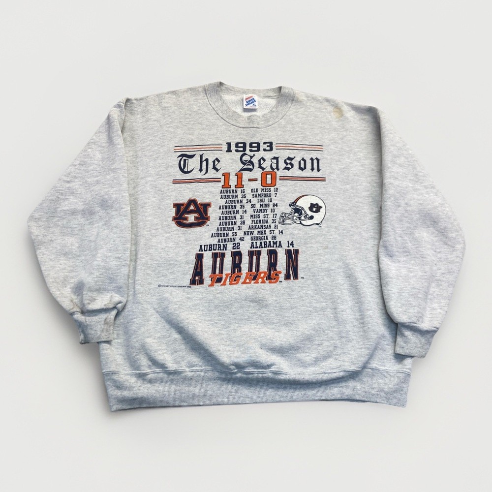 Vintage Auburn Tigers Sweatshirt Mens L Perfect Season Gray 90s War Eagle