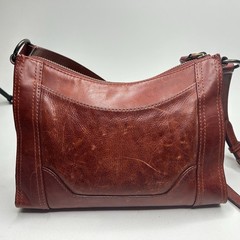 FRYE Melissa Zip Crossbody Bag in Antique Pull-Up Leather Burnished Cognac