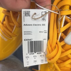 Adidas Electric BS Metal Team Issued Baseball Cleats Yellow Men’s Size 11 ID0947