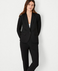 NEW ANN TAYLOR $179 NAVY SEASONLESS STRETCH NOTCH ONE BUTTON BLAZER SZ 6