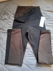 Yogalicious Women’s 2 Pack Black Brown XS Fleece Lined Ankle Leggings High Rise