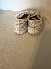 VANS Authentic Unisex Kids Sneakers Beige/Red/Blue Floral Canvas Low Top US 1