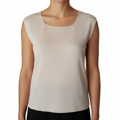 Barry Bricken Sleeveless Top 100% Silk Cream Round Neck Womens Size Large