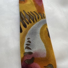 Abstract Multicolor Silk Tie in Yellow and Purple 100% Silk Imported Fabric USA