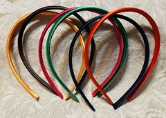 Orange Brown Pink Green Red Navy Satin Headband Fashion Hair Accessory Set Of 6
