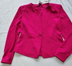 Armani Collezioni Hot Pink Ribbed Blazer Jacket Made in Italy Size IT 46 UK 14