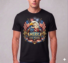 America 250th Anniversary Shirt USA Patriotic Eagle Fireworks Unisex Graphic Tee